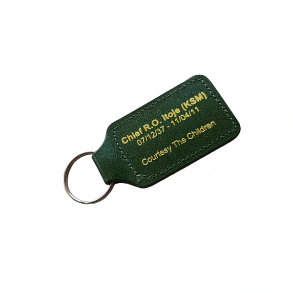  Green Square Keyfob with Metallic Gold print