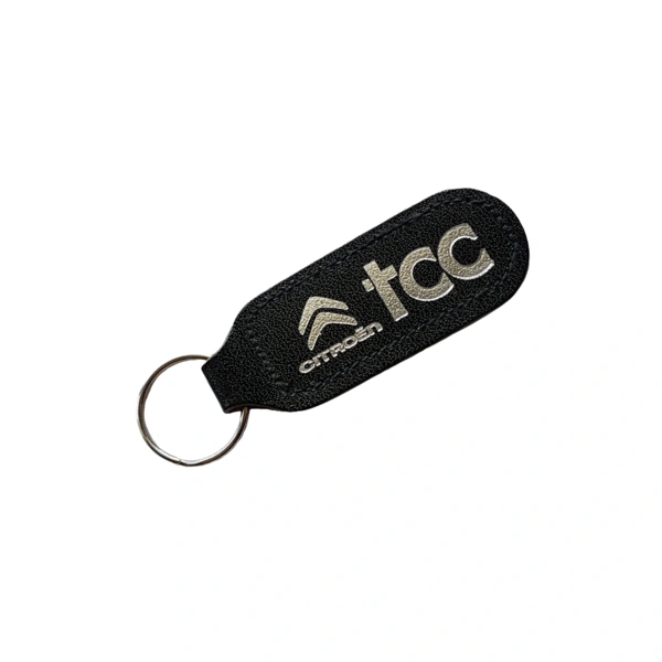  Black Oblong Keyfob with Metallic Silver print