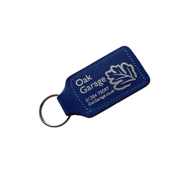  Blue Square Keyfob with Metallic Silver print